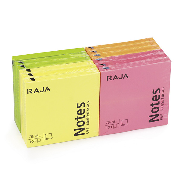 Notes repositionnables RAJA coloris assortis 76 x 76 mm 100 feuilles - 1