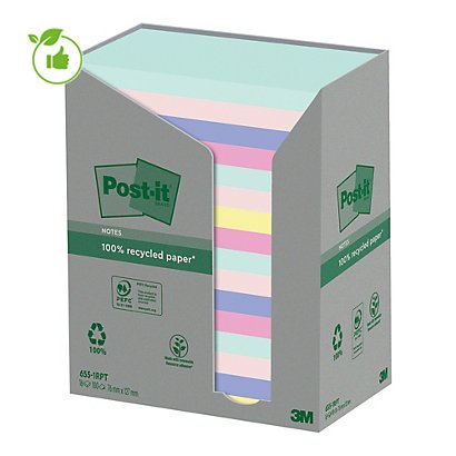 Notes repositionnables recyclées Collection Nature Post-it, 16 blocs 76 x 127 mm