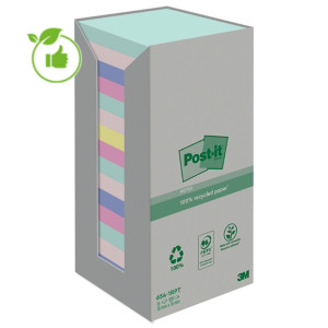 Notes repositionnables recyclées Collection Nature Post-it, 16 blocs 76 x 76 mm