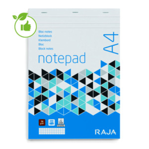 Notitieblok 100 vellen ongeperforeerd Raja, formaat A4, 70 g/m², kleine vierkantjes 5 x 5, set van 5 Notitieblok 100 vellen ongeperforeerd Raja, formaat A4, 70 g/m², kleine vierkantjes 5 x 5, set van 5