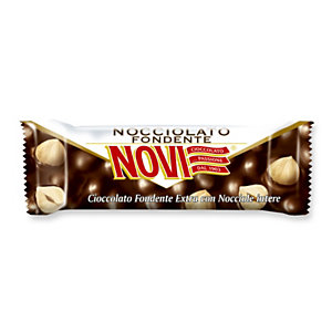NOVI Barretta Nocciolato fondente, Cioccolato Fondente Extra con Nocciole intere, 30 g
