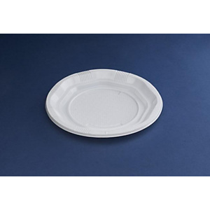 NUPIK Platos de plástico desechables octagonales de poliestireno blanco, 165 mm, paquete de 25 NUPIK Platos de plástico desechables octagonales de poliestireno blanco, 165 mm, paquete de 25