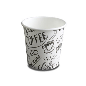 NUPIK Vasos de papel desechables con diseño de café, 120 ml, 63 x 61 mm, paquete de 50