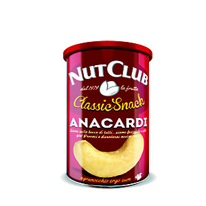 NUT CLUB Classic Snack Anacardi, Tostati e salati, Lattina 180 g