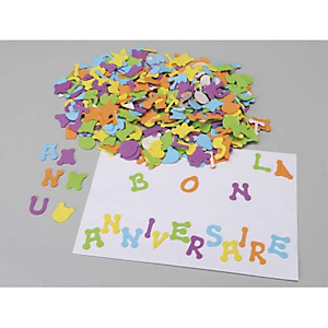 O COLOR O'COLOR Sachet de 405 lettres en caoutchouc adhésif, hauteur 3cm, 5 couleurs assorties O COLOR O'COLOR Sachet de 405 lettres en caoutchouc adhésif, hauteur 3cm, 5 couleurs assorties