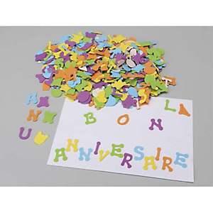 O COLOR O'COLOR Sachet de 405 lettres en caoutchouc adhésif, hauteur 3cm, 5 couleurs assorties