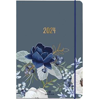OBERTHUR Semainier GIVERNY 25,Janvier à Décembre 2024, format 17x24,5cm, couverture imprimée quadri Bleu