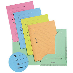 L'OBLIQUE Chemise sous-dossier  2 rabats en carte - Capacité 200 feuilles A4- Vert pastel (lot de 25)