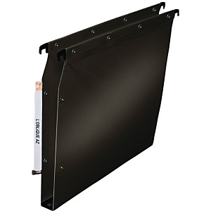L'oblique Dossiers suspendus Ultimate pour ARMOIRE en polypro opaque Fond 30, bouton-pression Noir opaque - Lot de 10 L'oblique Dossiers suspendus Ultimate pour ARMOIRE en polypro opaque Fond 30, bouton-pression Noir opaque - Lot de 10
