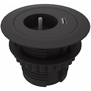 Obturateur électrifié diamètre 80 cm pour bureau avec prise secteur + prise USB-A (5 V) de chargement - Noir Obturateur électrifié diamètre 80 cm pour bureau avec prise secteur + prise USB-A (5 V) de chargement - Noir