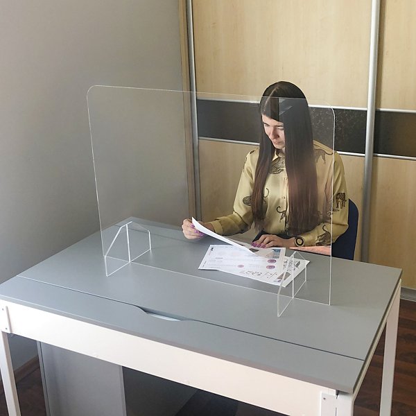 Ochranná stena z plexiskla 650 x 650 mm s otvorom - 3