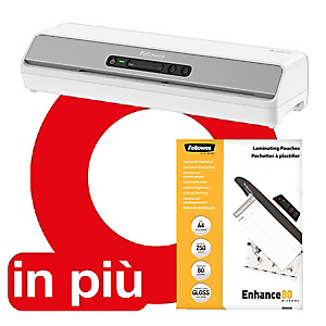Offerta 1 Plastificatrice a caldo Fellowes Amaris A3 + 250 Pouches A4 Enhance80 80 micron con finitura lucida comprese nel prezzo Offerta 1 Plastificatrice a caldo Fellowes Amaris A3 + 250 Pouches A4 Enhance80 80 micron con finitura lucida comprese nel prezzo