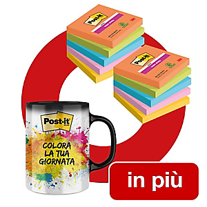 Offerta 2 pack da 5 blocchetti da 90 foglietti riposizionabili Post-it® Super Sticky 76 x 76 mm, colori Boost + 1 tazza termosensibile cambia colore compresa nel prezzo Offerta 2 pack da 5 blocchetti da 90 foglietti riposizionabili Post-it® Super Sticky 76 x 76 mm, colori Boost + 1 tazza termosensibile cambia colore compresa nel prezzo
