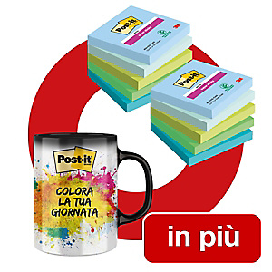 Offerta 2 pack da 5 blocchetti da 90 foglietti riposizionabili Post-it® Super Sticky 76 x 76 mm, colori Oasis + 1 tazza termosensibile cambia colore compresa nel prezzo Offerta 2 pack da 5 blocchetti da 90 foglietti riposizionabili Post-it® Super Sticky 76 x 76 mm, colori Oasis + 1 tazza termosensibile cambia colore compresa nel prezzo