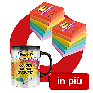 Offerta 2 pack da 6 blocchetti da 90 foglietti riposizionabili Post-it® Super Sticky 76 x 76 mm, colori Playful + 1 tazza termosensibile cambia colore compresa nel prezzo Offerta 2 pack da 6 blocchetti da 90 foglietti riposizionabili Post-it® Super Sticky 76 x 76 mm, colori Playful + 1 tazza termosensibile cambia colore compresa nel prezzo