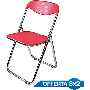 Offerta 3x2 sedie pieghevoli Alma, Polipropilene, Rosso Offerta 3x2 sedie pieghevoli Alma, Polipropilene, Rosso