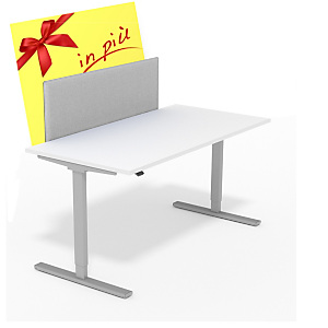 Offerta Linea Work Ergo-System Scrivania elettrica regolabile in altezza, 160 x 80 x 70-120 cm, Bianco + Pannello fonoassorbente grigio alluminio compreso nel prezzo Offerta Linea Work Ergo-System Scrivania elettrica regolabile in altezza, 160 x 80 x 70-120 cm, Bianco + Pannello fonoassorbente grigio alluminio compreso nel prezzo