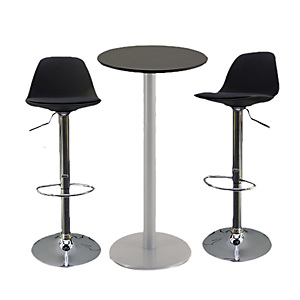 Offerta Risparmio Area Ristoro Tavolo alto antracite + coppia sgabelli "Bobba" nero Offerta Risparmio Area Ristoro Tavolo alto antracite + coppia sgabelli "Bobba" nero