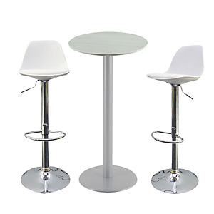 Offerta Risparmio Area Ristoro Tavolo alto bianco venato + coppia sgabelli "Bobba" bianchi Offerta Risparmio Area Ristoro Tavolo alto bianco venato + coppia sgabelli "Bobba" bianchi