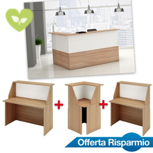 Offerta Risparmio Reception Oasi, 1 Bancone 140 cm + 1 Bancone 80 cm + 1 Modulo angolare, Noce Castagno/Bianco Offerta Risparmio Reception Oasi, 1 Bancone 140 cm + 1 Bancone 80 cm + 1 Modulo angolare, Noce Castagno/Bianco