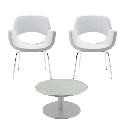 Offerta Risparmio Sala d'attesa completa Tavolino basso, Bianco +
