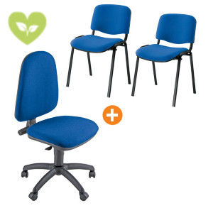 Offerta sedia "Swing" + coppia sedie attesa impilabili colore blu