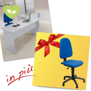 Offerta speciale: 1 postazione lavoro "Home Office" colore bianco + 1 sedia operativa "Denise" colore blu Offerta speciale: 1 postazione lavoro "Home Office" colore bianco + 1 sedia operativa "Denise" colore blu