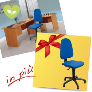 Offerta speciale: 1 postazione lavoro "Home Office" colore noce + 1 sedia operativa "Denise" blu Offerta speciale: 1 postazione lavoro "Home Office" colore noce + 1 sedia operativa "Denise" blu