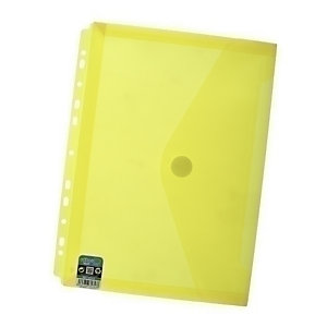 Office box Sobre con cierre y fuelle V-Lock, A4+ vertical con tira taladrada, amarillo traslúcido