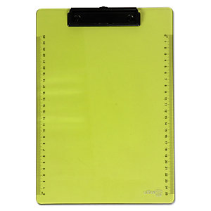 office box Tabla reglada con pinza portapapeles, A4, plástico, verde neón translúcido