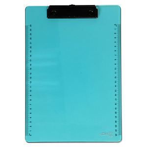 office box Tabla reglada con pinza portapapeles, A4, plástico, azul neón translúcido office box Tabla reglada con pinza portapapeles, A4, plástico, azul neón translúcido