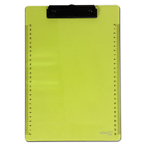 office box Tabla reglada con pinza portapapeles, A4, plástico, verde neón translúcido office box Tabla reglada con pinza portapapeles, A4, plástico, verde neón translúcido