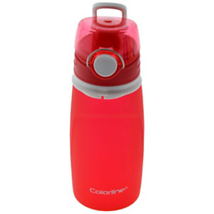 OFFICE Colorline Botella de agua plegable, válvula antifugas, rojo, 550 ml