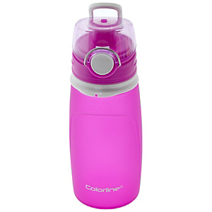 OFFICE Colorline Botella de agua plegable, válvula antifugas, fucsia, 550 ml OFFICE Colorline Botella de agua plegable, válvula antifugas, fucsia, 550 ml