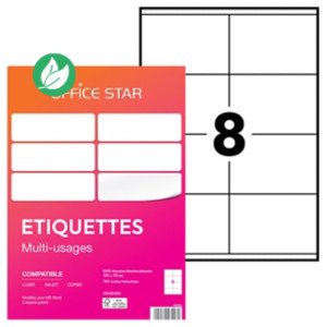 OFFICE STAR OS43426 Etiquettes multi-usages blanches 105 x 70 mm - Boîte de 800 OFFICE STAR OS43426 Etiquettes multi-usages blanches 105 x 70 mm - Boîte de 800