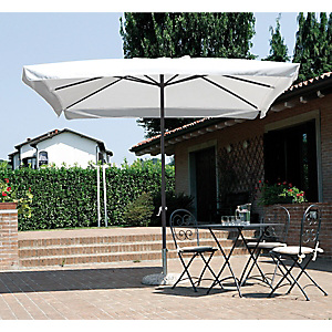 Ombrellone quadrato, Palo centrale bianco, 3 x 3 m, Ecrù Ombrellone quadrato, Palo centrale bianco, 3 x 3 m, Ecrù