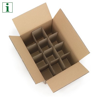 One piece bottle boxes with integral dividers for 12 bottles, pack of 5 - 1