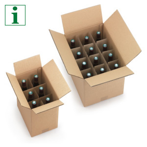 One piece bottle boxes with integral dividers