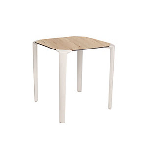 One Table empilable de restauration carrée 70 x 70 cm Usage extérieur - Blanc/Chêne