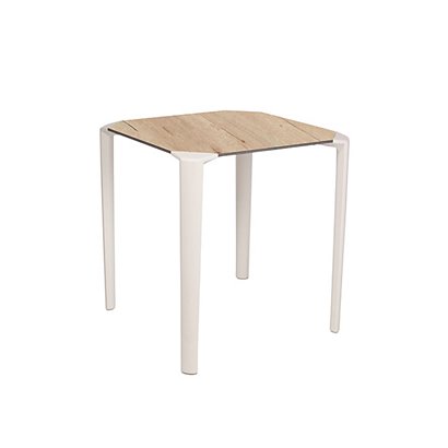 One Table empilable de restauration carrée 70 x 70 cm Usage extérieur - Blanc/Chêne - 1