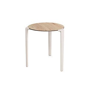 One Table empilable de restauration ronde 70 cm Usage extérieur - Blanc/Chêne