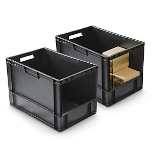 Open front Euro plastic stacking containers