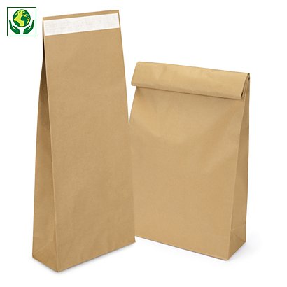 Biscuit Inpakken Huh Sterke bruine papieren zak met zelfklevende sluiting | RAJA