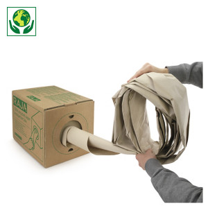 Opvulpapier met centrale afwikkeling in dispenserdoos 100% gerecycleerd Raja Opvulpapier met centrale afwikkeling in dispenserdoos 100% gerecycleerd Raja