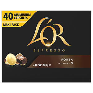 L'OR Boîte de 40 capsules Café EspressO - Forza, pour machine Nespresso, intensité : 9