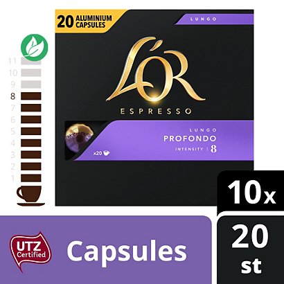 L'OR Espresso Café Lungo Profondo- intensité : 8 - boîte de 20 capsules - 1