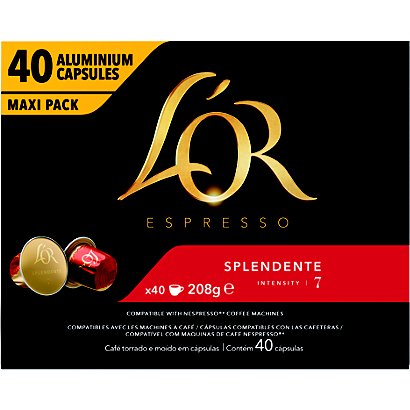 L'OR Espresso Café Splendente- intensité : 7 - boîte de 40 capsules -  Caféfavorable à acheter dans notre magasin