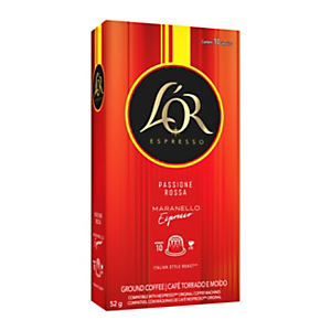 L'OR PASSIONE ROSSA Capsule caffè Maranello Espresso, Compatibili Nespresso®* (confezione 10 pezzi) L'OR PASSIONE ROSSA Capsule caffè Maranello Espresso, Compatibili Nespresso®* (confezione 10 pezzi)