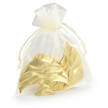 Organza drawstring bags, ivory, 100x120mm, pack of 25 - 1