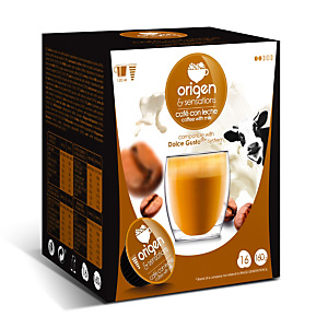 origen & sensations Café con Leche Cápsulas de café, tostado bajo-medio, 16 dosis, 160 g origen & sensations Café con Leche Cápsulas de café, tostado bajo-medio, 16 dosis, 160 g